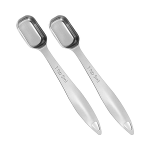 2 cái thép không gỉ cá nhân dài xử lý đo thìa <span class=keywords><strong>1</strong></span> muỗng cà phê (5ml/1tsp/<span class=keywords><strong>1</strong></span>/6oz) <span class=keywords><strong>1</strong></span>/<span class=keywords><strong>3</strong></span> muỗng canh (5cc) cho nhà bếp - Product Image 1