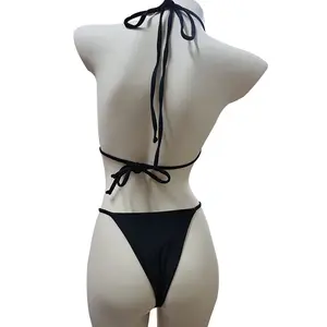 OEM ODM Design Your Own Swimwear Dongguan Manufacturer Mature Women Micro Triangle Thong Lady Bikini Set Swimsuit