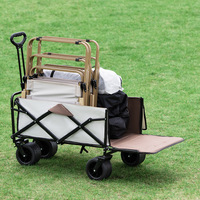 Chariot de camping pliable à quatre roues en acier inoxydable pour l'extérieur