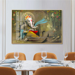 Lord Ganesha Prints <strong>Hindu</strong> <strong>Gods</strong> Pictures Glass Posters crystal porcelain wall art indian <strong>gods</strong> ganesha abstract <strong>painting</strong>
