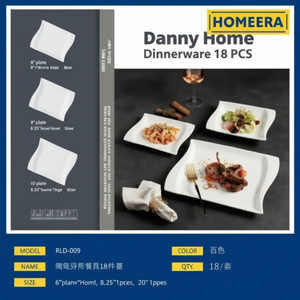 Elegante Set di stoviglie in porcellana da 18 pezzi stoviglie in ceramica con piatti e piatti profondi per uso domestico - Product Image 1