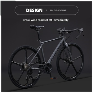 Vélo de route à guidon courbé 700C, <span class=keywords><strong>cadre</strong></span> en <span class=keywords><strong>acier</strong></span> au carbone ultra-léger, frein à double disque, <span class=keywords><strong>course</strong></span>, hommes, femmes, étudiants, adolescents - Product Image 3