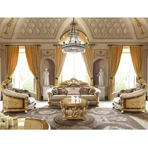 Reale stile italiano divano set in legno massello intagliato mobili soggiorno