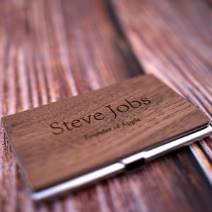 नाम कार्ड धारक मेपल ब्लैक अखरोट ईबाना लकड़ी एल्यूमीनियम मिश्र धातु व्यवसाय नाम कार्ड धारक उपहार - Product Image 3