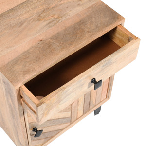 Comodino in legno massello con cassetto e anta per riporre oggetti in camera da letto - Product Image 4
