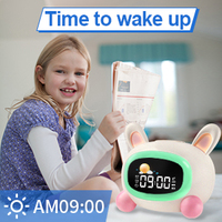 Reloj Despertador Digital LCD con Luz Nocturna LED y Simulación de Amanecer, Función de Repetición, Recargable, de Plástico, para Niños, Diseño Moderno