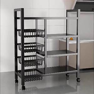 High Quality Storage Rack Heavy Duty Metal Garage Rack Organizer On Wheels 4 Shelf <b>Foldable</b> For Kitchen Islands <b>Carts</b> Home - Product Image 1