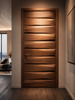 Porte intérieure en bois à grain relief 3D avec cadre assorti, porte à panneau sculpté moderne pour villa, appartement, hôtel, chambre