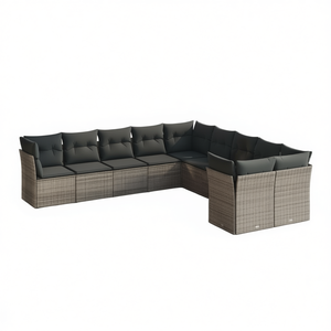 Conjunto de Sofás Modulares de Ratán Gris para Jardín, con Capacidad para 10 Personas, Muebles de Exterior de Diseño Contemporáneo - Product Image 1