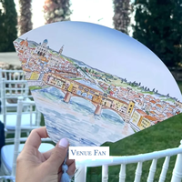 Abanico en forma de pétalo de boda de lujo con impresión de destino personalizado con lugar personalizado y menú de borla sedosa para guardar la fecha