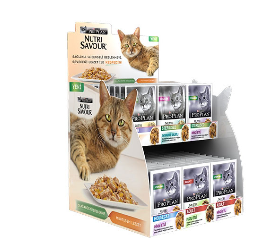 Apache Custom Cardboard Pallet Display Racks for Pet Cat & Dog Food Packaging Promotional Snack Tabletop Racks for Retail Shops