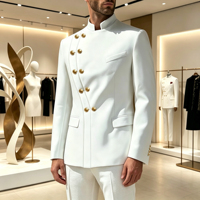 Nouvelle veste de costume d'affaires respirante pour homme, style tunique chinoise, col blanc, élégante et haut de gamme, pour mariage et fiançailles
