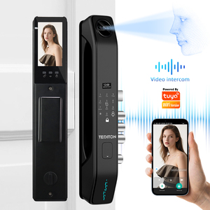 Khóa cửa thông minh bằng gỗ Tuya bán buôn từ Trung Quốc, tích hợp camera, nhận diện vân tay, liên lạc nội bộ thời gian thực, nhận diện vân tay lòng bàn tay và khuôn mặt - Product Image 2