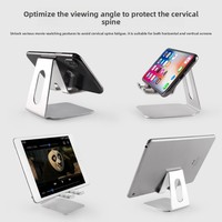 Support de téléphone portable et tablette réglable en alliage d'aluminium, support de bureau portable à 3 niveaux en métal pour téléphone et tablette