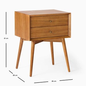 Nordic Wood <strong>Bedside</strong> <strong>Table</strong> <strong>Bedside</strong> Drawer <strong>Bedside</strong> Cabinet Nightstand Retro <strong>Teak</strong> Splayed Leg Two Drawer Bedroom End <strong>Table</strong> - Product Image 2
