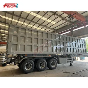 Cina Tri-asse 40 Ton 50 Ton autocarro posteriore Dumper forma quadrata semirimorchi trattore idraulico rimorchio con cassone ribaltabile per la vendita