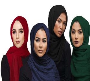 CCY Vente en gros Hijabs musulmans Écharpes ethniques plissées en coton froissé Longue écharpe froissée pour femmes Hijab Châle pour musulmans islamiques - Product Image 3