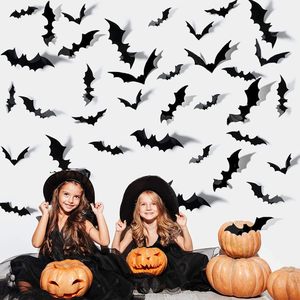 Decoración de Halloween, Adhesivos de Pared con Diseño de Murciélagos 3D, Suministros para Decoración de Fiestas, Adhesivos de Araña Negra para Ramo de Halloween - Product Image 2