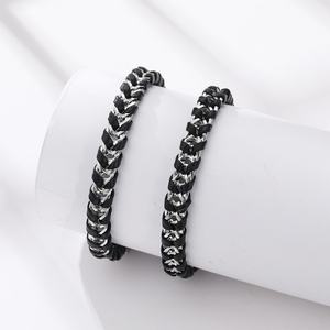 Pulsera de Cuero Trenzado de Acero Inoxidable para Hombre, Diseño Nuevo, Chapado en Oro, Estilo Moderno, Venta al Por Mayor, Alta Calidad, Personalizable - Product Image 3