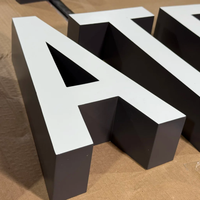 Enseigne lumineuse LED 3D personnalisée en acier inoxydable, lettres de logo rétroéclairées, publicité commerciale, étanche IP65