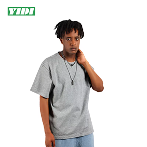 เสื้อยืดผ้าฝ้ายระบายอากาศสำหรับผู้ชายคอกลมแบบถักคอลูกเรือแบบเรียบ - Product Image 2