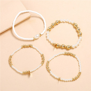 Korean Imitation Pearl size plastic beaded Bracelet jewelry for girls kids - Product Image 3