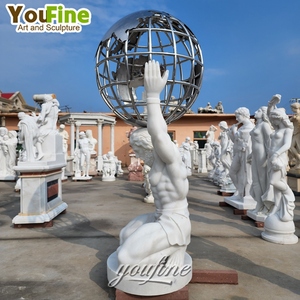 Tượng Atlas bằng đá cẩm thạch La Mã cầm quả cầu trời - Product Image 5