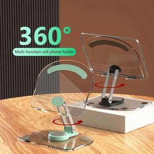 Soporte Giratorio Transparente con Base de Nylon para Escritorio, Soporte Universal Plegable y Ajustable para Teléfono Móvil, Tableta y Computadora, Conveniente - Product Image 1