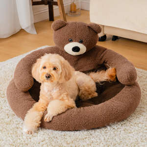 Personalizado desmontable lavable Cuddle Bear gato cama súper suave invierno cálido mascota cama gato dormir felpa cojín perro sofá cama - Product Image 4