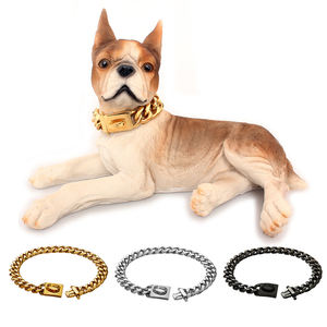 Big Dog Chain <span class=keywords><strong>Collar</strong></span> mit Schnalle Strong Heavy Duty 19MM Dickes breites Edelstahl Metall <span class=keywords><strong>Gold</strong></span> Cuban Link Chain <span class=keywords><strong>Collar</strong></span> - Product Image 2