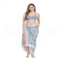 Sarung Pantai Katun Cetak Tangan Terbaru untuk Wanita, Penutup Bikini Ringan, Pakaian Pantai & Resor Musim Panas