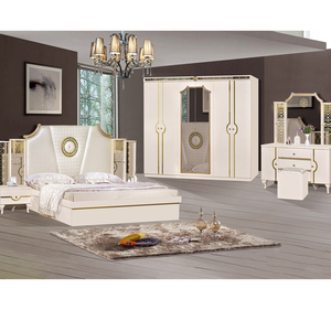 Ensemble de Meubles de Chambre de Luxe Complet, Style <span class=keywords><strong>Africain</strong></span>, Beige et Blanc, Très Grand <span class=keywords><strong>Lit</strong></span> Master, Fabrication Guangdong - Product Image 1