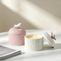 Bocaux à bougies cylindriques en céramique de luxe YBH avec couvercle, écologiques, personnalisables, décoration nordique pour la maison, vente en gros de Noël, faits à la main