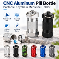 Porte-clés en forme de pilulier en alliage d'aluminium et acier inoxydable, usinage CNC personnalisé, finition pulvérisée, type fraisage, pour rangement portable en extérieur