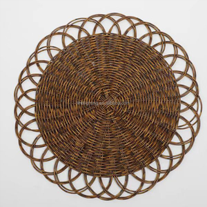 짠 접시 및 접시 홀더 주방 수제 고리 버들 커피 & 차 세트 플레이스매트 라운드 등나무 플레이스매트 - Product Image 2