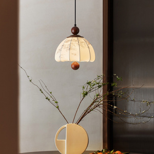 French Retro Linen Fabric Pendant <strong>Light</strong> Pleated Wabi-Sabi Dining Lamp Nordic Warm Ambient Hanging <strong>Light</strong> for Cafe Bedside - Product Image 3