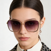 Lunettes de soleil de luxe 2026 avec pendentif, personnalisables avec logo, pour femmes, de marques célèbres, par fabricant designer, emballage haut de gamme, vente en gros