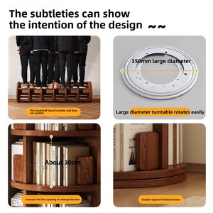 Libreria Girevole Multifunzionale in Legno Massello per Libri Illustrati per Bambini, Salvaspazio, da Terra, Rotazione a 360 Gradi - Product Image 4
