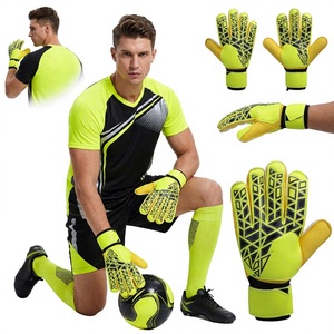 Gants de gardien de but en viscose jaune, longueur poignet, durables, impression par transfert thermique, compatibles écran tactile, détection rapide des aiguilles, séchage rapide - Product Image 1