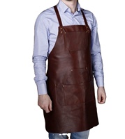 Tablier de cuisine avec logo personnalisé de haute qualité en cuir véritable avec poches pour le travail Restaurants BBQ Barber Shop Design