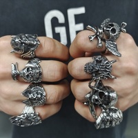 Bague pour Hommes Motards en Acier Inoxydable, Motif Crâne (Anel Caveira Calabera Skull Skeleton)