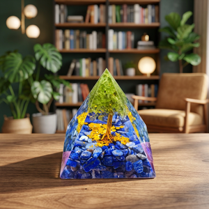 Pyramide d'orgone en agate, pierre de guérison des sept chakras, pierre précieuse sculptée, cadeau - Product Image 3