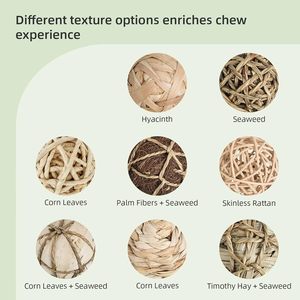 Eco-friendly Cotton Straw Rope <b>Ball</b> with Corn Knot Toys for Rabbits Guinea Pigs Chinchilla - Product Image 5