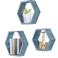 Étagères suspendues hexagonales, étagère rustique pour la chambre d'enfant, étagère murale hexagonale flottante, étagère hexagonale, ensemble de 3 pièces