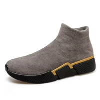 Chaussures décontractées pour hommes de haute qualité, légères, chaussures d'hiver à chaussettes, chaussures mi-hautes, chaudes, à enfiler, semelles souples, chaussures de course