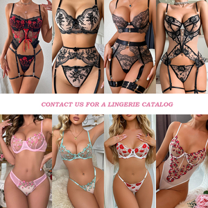 B23410 Lingerie Wanita Ukuran Besar XXL Sensual Hitam Elastis Model Perban Seksi Wanita Gemuk Berongga 3 Potong Set Lingerie Erotis - Product Image 3