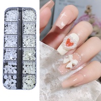 12 Grille Nail Art Designs Ronde Demi-Ronde Perle De Luxe Blanc Perles Ongles Accessoires Nail Art Décoration