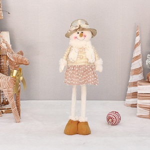 Poupée bonhomme de neige en tissu de couleur claire, décoration de Noël pour intérieur, finition mate - Product Image 4