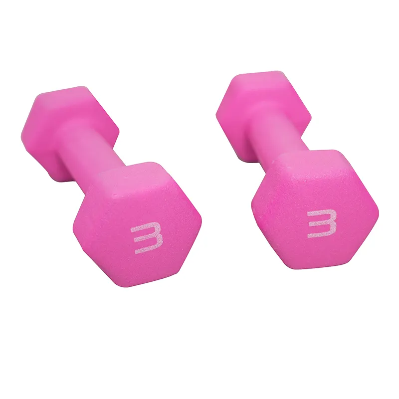 Fitness Colored Cast Iron Dumbbell Rubber Coating Hexagonal Dumbbell Suit 1-15Lb Free Weight Dumbbell Set