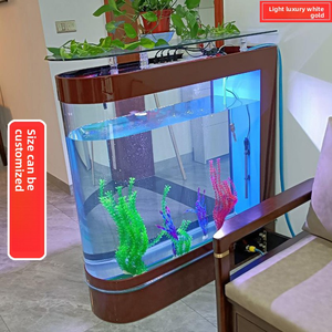 Luxo Modern Retangular <span class=keywords><strong>Fish</strong></span> Tank Aquário Eco-Friendly Gabinete Integrado Cantos Arredondados Vidro Água Display Sala 32L - Product Image 5